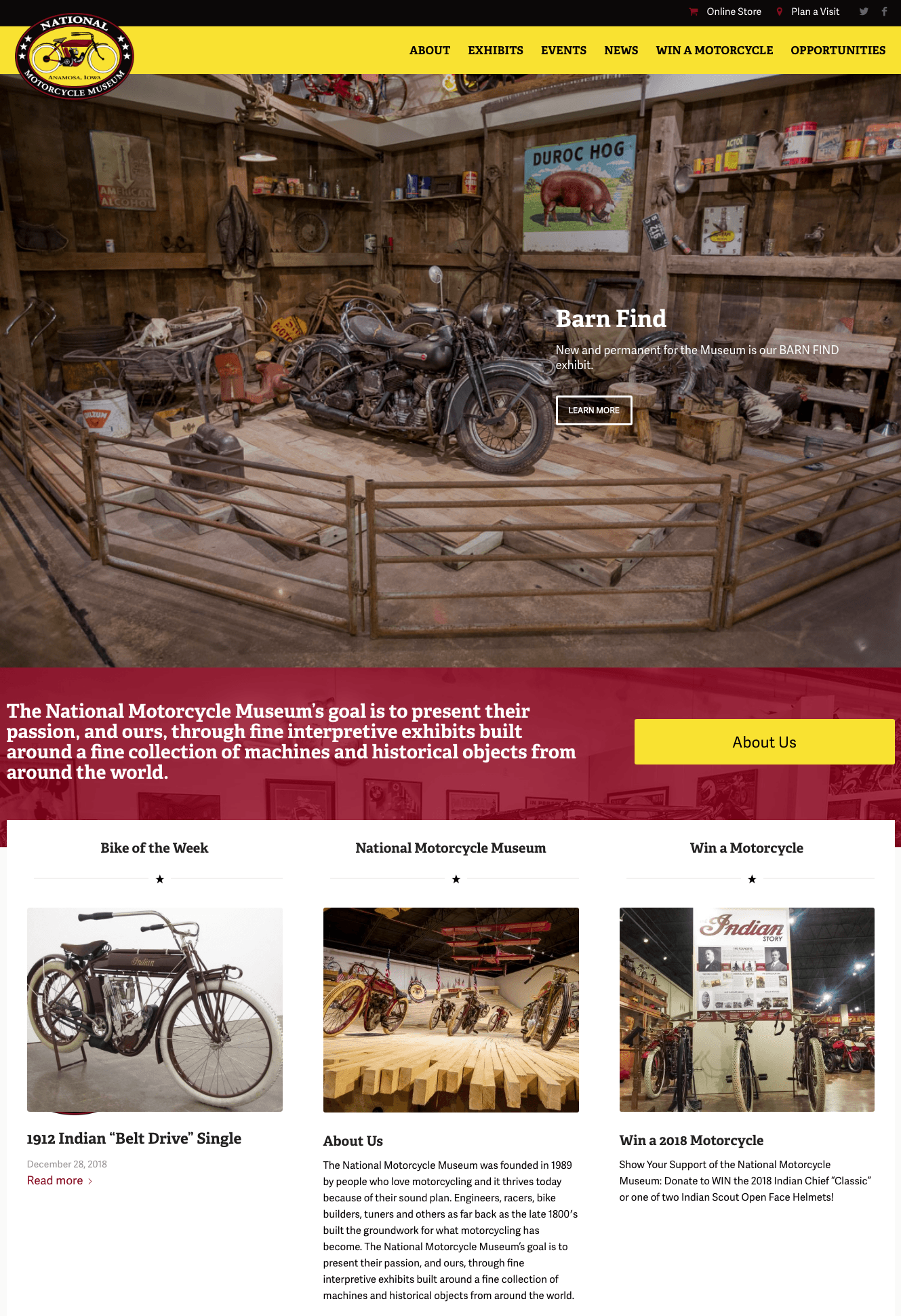 Homepage of the National Motorcycle Museum Website